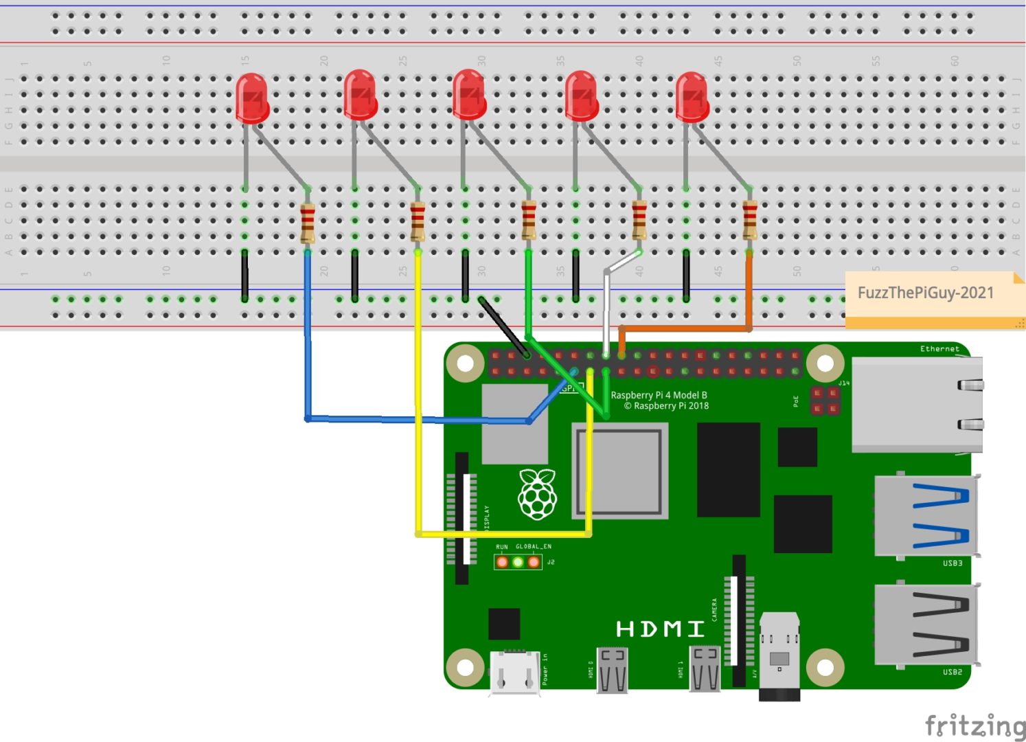 Blinking Multiple LEDs – Fuzz The Pi Guy